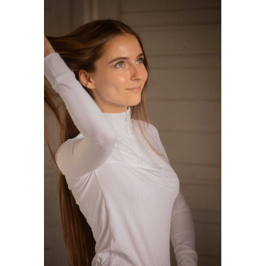 Turnier-Poloshirt Pénélope Florence Langarm Weiß Weiß