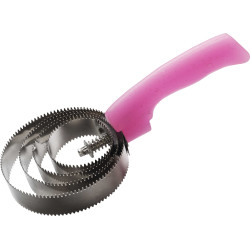 Runde metallene Kardätsche fluo glitzernd Pink
