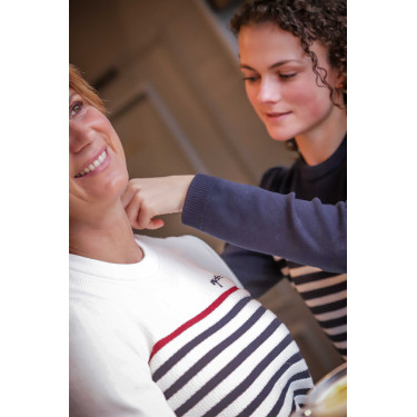 Pullover Pénélope x Saint James Maelle Ecru / Marine / Rot Motive