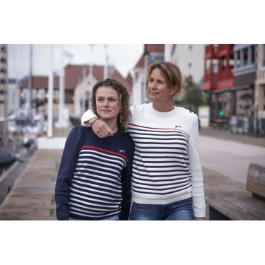 Pullover Pénélope x Saint James Maelle Ecru / Marine / Rot Motive