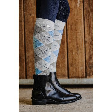 Equithème Argyle Damen Socken Hellgrau / Himmelblau
