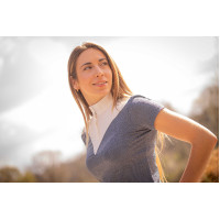 Turnierpolo Pénélope Las Honey Kurzarm Anthrazit Grau