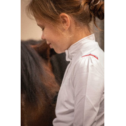Wettkampf-Poloshirt Eden by PL Bruges Weiß / Band blau weiß rot Weiß Wettkampf-Poloshirt Eden by PL Bruges Weiß / Band blau weiß rot Weiß