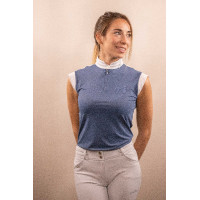 Turnier-Poloshirt Pénélope Séville Mesh ärmellos Blaugrau