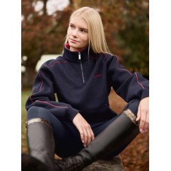 LeMieux Pullover mit Viertelreißverschluss Kate Young Rider Marine / Cranberry Marineblau