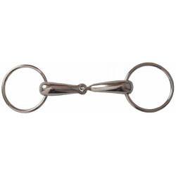 Mundstück mit 2 hohlen Ringen aus vernickeltem Stahl T von T Mundstück mit 2 hohlen Ringen aus vernickeltem Stahl T von T