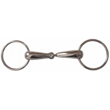 Mundstück mit 2 hohlen Ringen aus vernickeltem Stahl T von T Mundstück mit 2 hohlen Ringen aus vernickeltem Stahl T von T