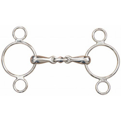 Verstellbares Gebiss mit 3 Ringen, doppelt gebrochen, T de T Verstellbares Gebiss mit 3 Ringen, doppelt gebrochen, T de T