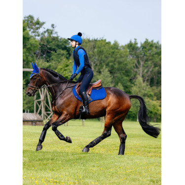 LeMieux Reflective Suede Close Contact Square Schabracke Benetton Blau