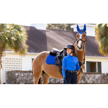 LeMieux Reflective Suede Close Contact Square Schabracke Benetton Blau