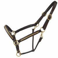Lederhalfter Clincher T de T Dunkles Havanna / Gelb Braun