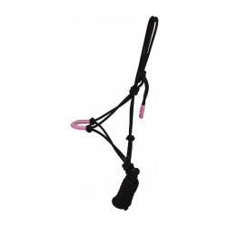 Ethologisches Komfort-Halfter + Führstrick T de T Schwarz / Rosa Ethologisches Komfort-Halfter + Führstrick T de T Schwarz / Rosa