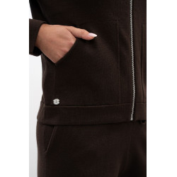 Reißverschluss-Sweatshirt Strick Harcour Amelie Kakao Braun