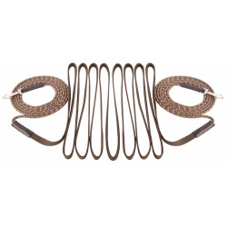 Lange Zügel T de T Seil und Gurt Dunkelbraun / Beige