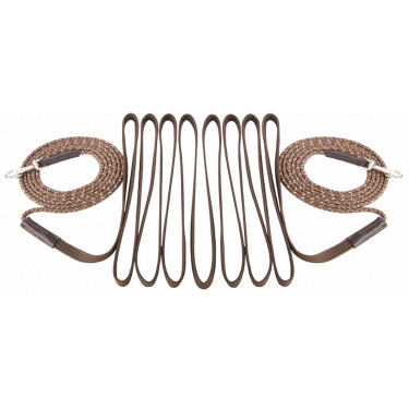 Lange Zügel T de T Seil und Gurt Dunkelbraun / Beige