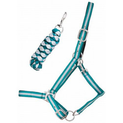Synthetisches Halfter mit Futter + Amerikanischer geflochtener Führstrick T de T Synthetisches Halfter mit Futter + Amerikanischer geflochtener Führstrick T de T