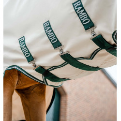 Vollständige Decke Horseware Rambo Hoody 0g Kreide / Jägergrün / Silber Weiß