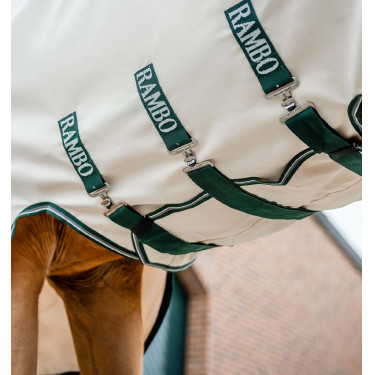 Vollständige Decke Horseware Rambo Hoody 0g Kreide / Jägergrün / Silber Weiß