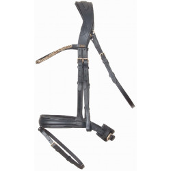 Anatomisches Kopfstück Hopper T de T Strass-Zaum Schwarz / Gold Anatomisches Kopfstück Hopper T de T Strass-Zaum Schwarz / Gold