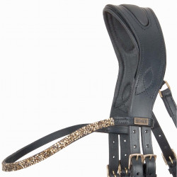 Anatomisches Kopfstück Hopper T de T Strass-Zaum Schwarz / Gold Anatomisches Kopfstück Hopper T de T Strass-Zaum Schwarz / Gold