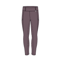 Kinder-Thermo-Reitleggings Horze Dea mit Vollbesatz-Grip Feuerstein Grau