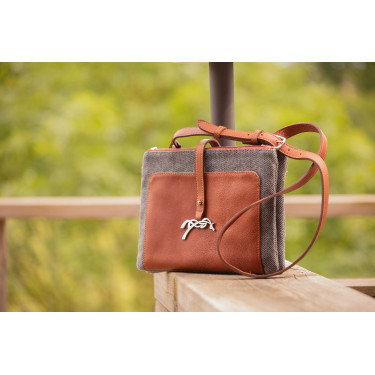 Pénélope Pablito Tasche großes Modell Zickzackmuster / Cognac Braun