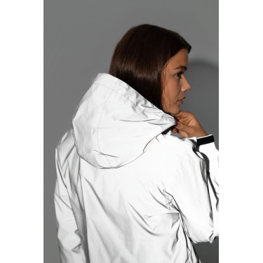 Damen-Regenjacke Horze, reflektierend Reflektierender Aufdruck Grau