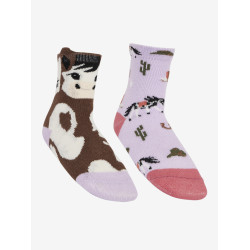 LeMieux Mini Baumwollsocken im 2er-Pack Paint Pony Flieder