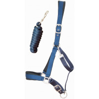 Satinierter Halfter mit Fütterung und runder Führstrick T de T Marineblau Satinierter Halfter mit Fütterung und runder Führstrick T de T Marineblau