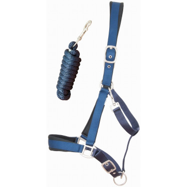 Satinierter Halfter mit Fütterung und runder Führstrick T de T Marineblau