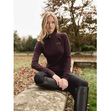 Damen-Fleece mit Reißverschlusskragen LeMieux Frances Pflaume Lila