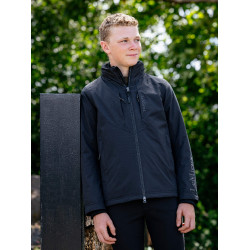 Schwarze wasserdichte Reitjacke Team Young Rider für Jungen Schwarz Schwarze wasserdichte Reitjacke Team Young Rider für Jungen Schwarz