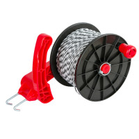 Zaunlitze auf AKO-Aufroller Weiß / Schwarz Weiß Zaunlitze auf AKO-Aufroller Weiß / Schwarz Weiß