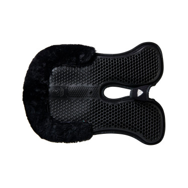 Hintere Schabracke aus Schaffell und vordere Gel-Schabracke Acavallo Schwarz / schwarz