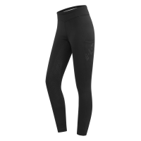 Thermische Reitleggings ELT Rica aus Fleece-Bouclé für Kinder Schwarz