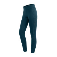 Thermische Reitleggings ELT Rica aus Fleece-Bouclé für Kinder Petrolblau