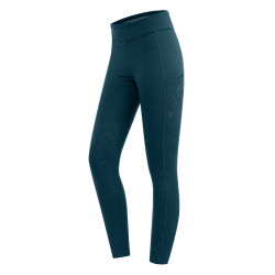 Thermische Reitleggings ELT Rica aus Fleece-Bouclé für Kinder Petrolblau