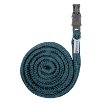 Anbinde-Longierleine Plus Waldhausen mit Panikhaken, dunkle Beschläge Petrolblau