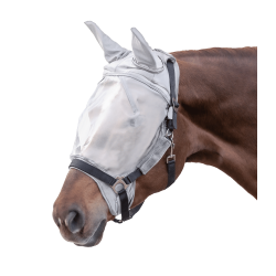 Waldhausen Fliegenmaske für Halfter Premium Ohrenschutz Silbergrau