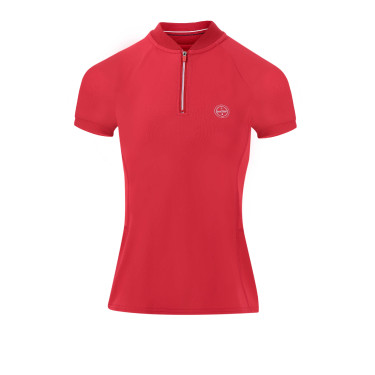 Poloshirt Equithème Emma Kurzarm Kirsche Rot
