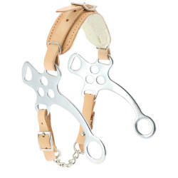 Hackamore verchromter Stahl Feeling mit Lammfell unterlegt Hackamore verchromter Stahl Feeling mit Lammfell unterlegt