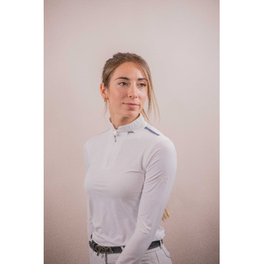 Wettkampf-Poloshirt Pénélope Séville Mesh langärmelig Weiß Weiß