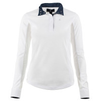 Polo manches longues Blaire Horze femme Blanc / bleu marine