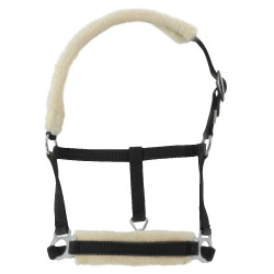 Fohlenhalfter Riding World synthetisches Lammfell Schwarz