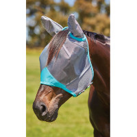 Weatherbeeta ComFiTec Deluxe Feines Netz Fliegenschutzmaske mit Ohren Grau / Türkis