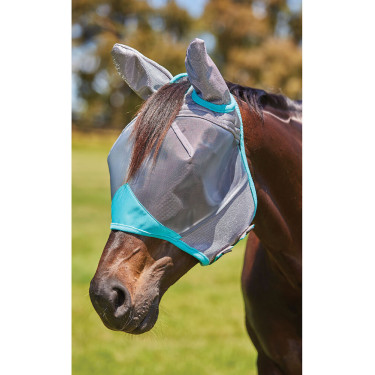 Weatherbeeta ComFiTec Deluxe Feines Netz Fliegenschutzmaske mit Ohren Grau / Türkis Weatherbeeta ComFiTec Deluxe Feines Netz Fliegenschutzmaske mit Ohren Grau / Türkis