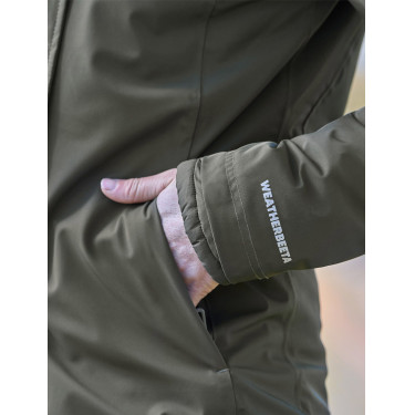 Damen-Wetterbeeta-Regenmantel, langer Blouson Mitternachtsgrün