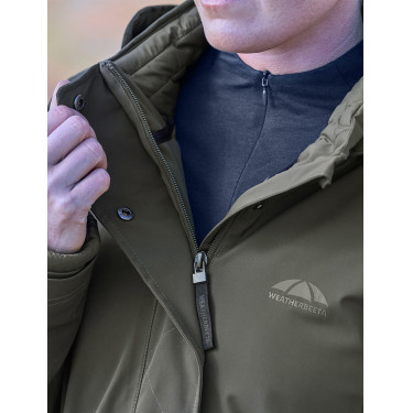 Damen-Wetterbeeta-Regenmantel, langer Blouson Mitternachtsgrün