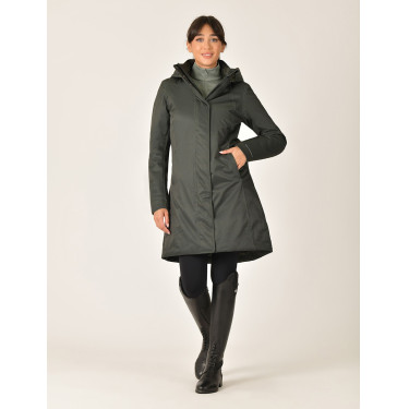 Damen-Wetterbeeta-Regenmantel, langer Blouson Mitternachtsgrün