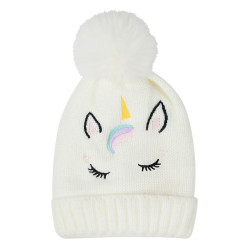 Kinder bestickte Dublin-Einhorn-Ohrenhaube Weiß Weiß